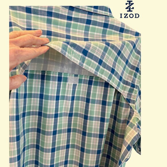 IZOD Men's SurfCaster Cooling Sports Fishing Short Sleeve Button Down Shirt - Picture 5 of 10